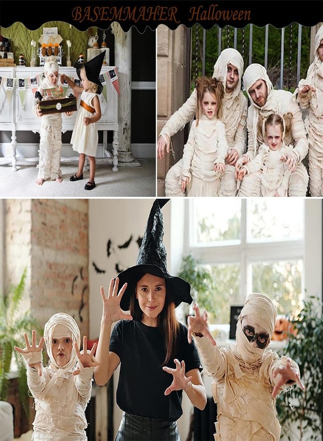 BASEMMAHER 6 Rolls Halloween Mummy Bandage Wrap for Party Photo, Zombie Stretch Self Adherent Cohesive Wrap Rolls Athletic Gauze Bandage Tape for Women Men Cosplay Costume Wrap Halloween Decoration Accessories - Image 3